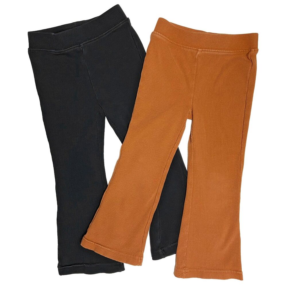 2 Hanna Andersson Ribbed Flare Leggings Size 3T Black & Dogwood (Rust) Cotton